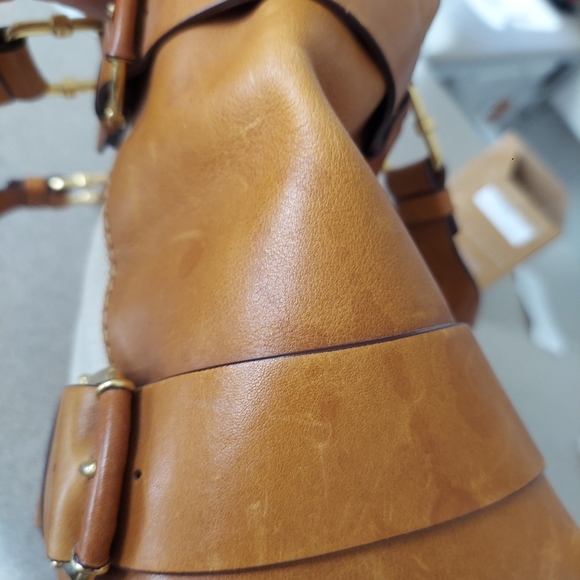 Michael Kors Classic Handbag Tan Leather & Beige Cloth - Picture 17 of 17